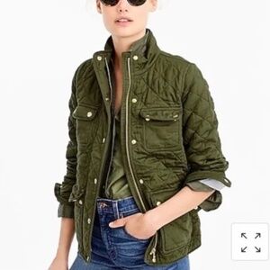 J. Crew Quilted Downtown Field Jacket, Green, Size Small